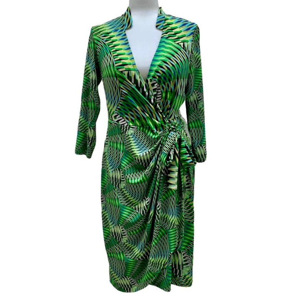 MAGGY LONDON Green Wrap Dress